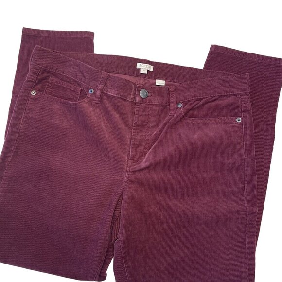 J Crew Factory Women Corduroy Pant SZ 31 Burgandy Slim Fit Mid Rise Comfy Pant - Picture 9 of 10